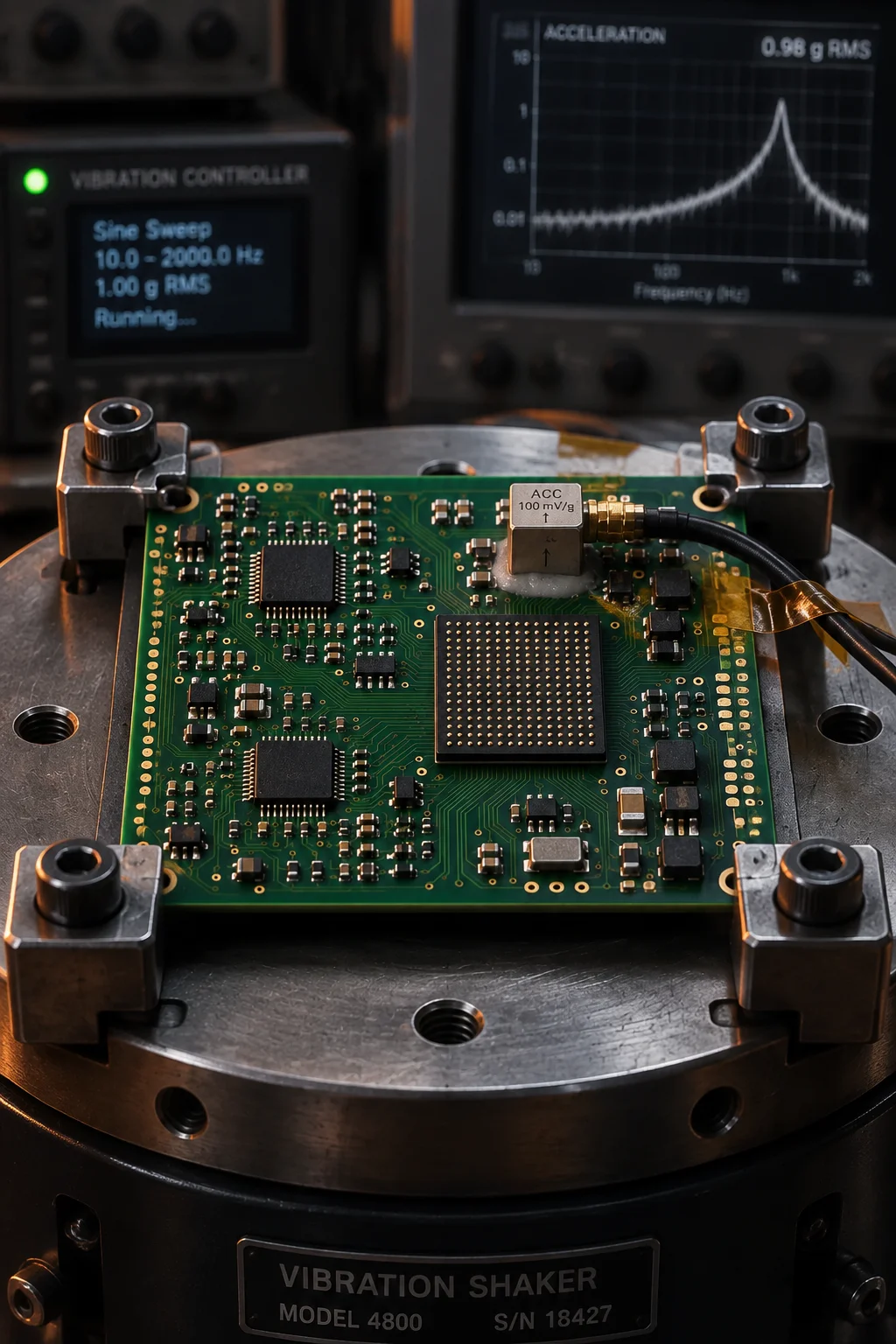 Close view of a mixed-technology industrial controller board with selective-soldered power joints and coated fine-pitch logic
