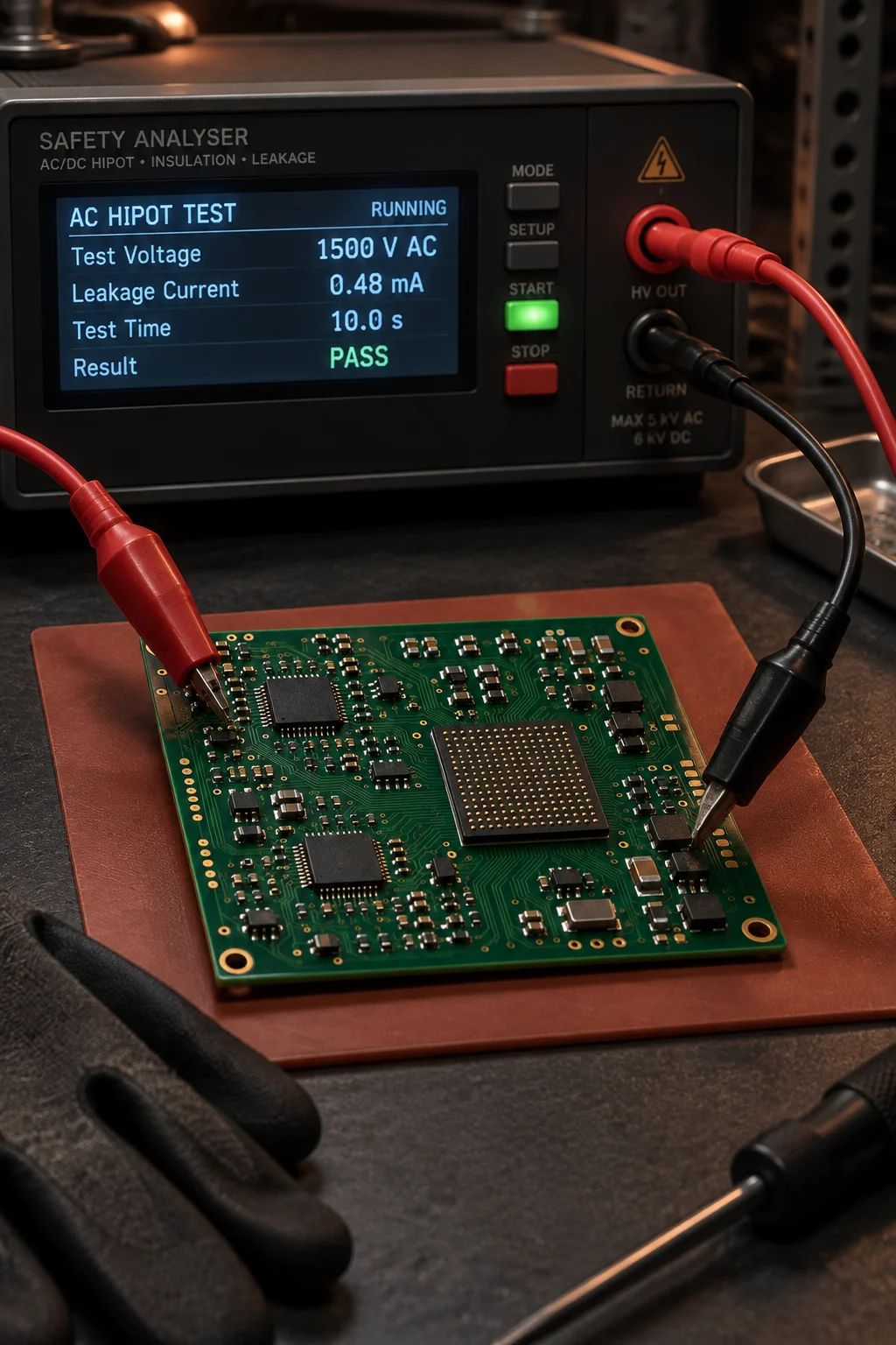 Medical instrument assembly with a coated isolation barrier, masked connectors, and laser-marked Data Matrix serials on each board