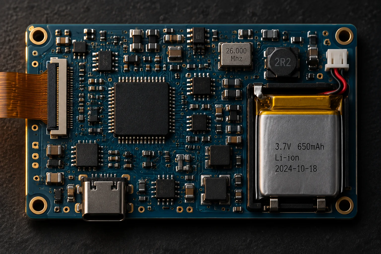 Diagnostic instrument board with a wide creepage channel across the mains barrier beside serialised laser marking